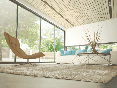 Alfombra Aloe Liso Beige ambientada