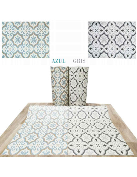 Alfombra vinílica Estrella Azul/Gris rollo