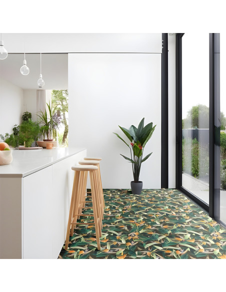 Alfombra Tropical ambientada cocina