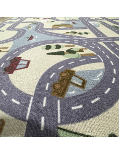 Children's rug Poble with streets, to let the children's imagination fly. 100% PVC, at  alfombrasimperio1979.com 2
