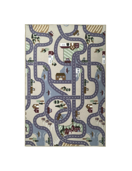 Children's rug Poble with streets, to let the children's imagination fly. 100% PVC, at  alfombrasimperio1979.com