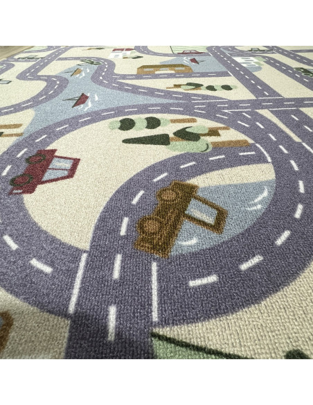 Children's rug Poble with streets, to let the children's imagination fly. 100% PVC, at rugsimperio1979.com