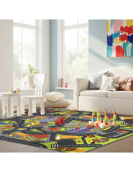 Alfombra infantil ciudad con calles , para dejar volar la imaginación de los niñ@s. 100% PVC , en alfombrasimperio1979.com