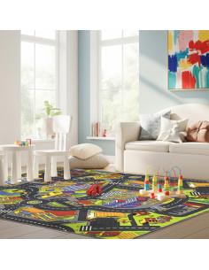 Alfombra infantil ciudad con calles , para dejar volar la imaginación de los niñ@s. 100% PVC , en alfombrasimperio1979.com