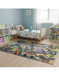 Alfombra infantil ciudad con calles , para dejar volar la imaginación de los niñ@s. 100% PVC , en alfombrasimperio1979.com