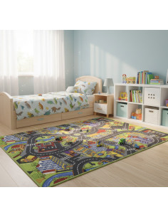 Alfombra infantil ciudad con calles , para dejar volar la imaginación de los niñ@s. 100% PVC , en alfombrasimperio1979.com 2