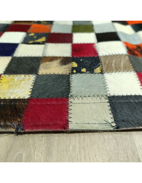 Patchword Gris Leather Rug