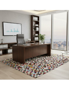 Patchword Gris Leather Rug