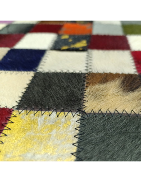 Patchword Gris Leather Rug