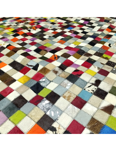 Patchword Gris Leather Rug