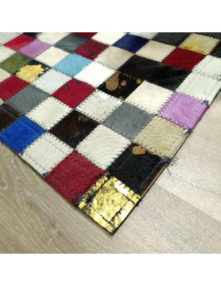 Patchword Gris Leather Rug