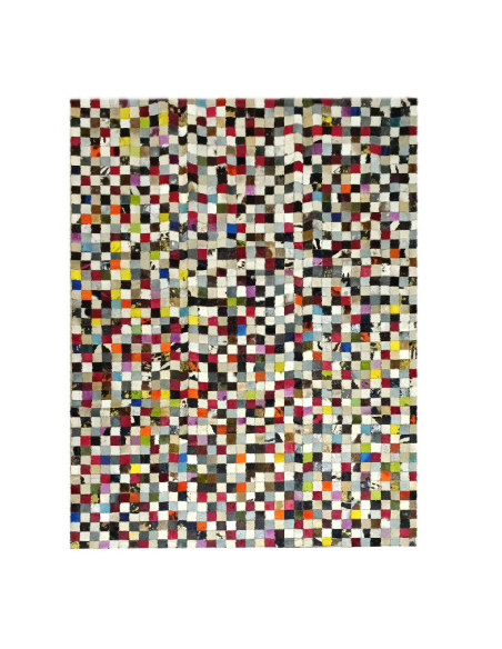 Patchword Gris Leather Rug