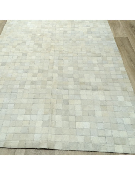 Patchwork white leather rug, at alfombrasimperio1979.com.