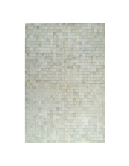 Patchwork white leather rug, at alfombrasimperio1979.com.