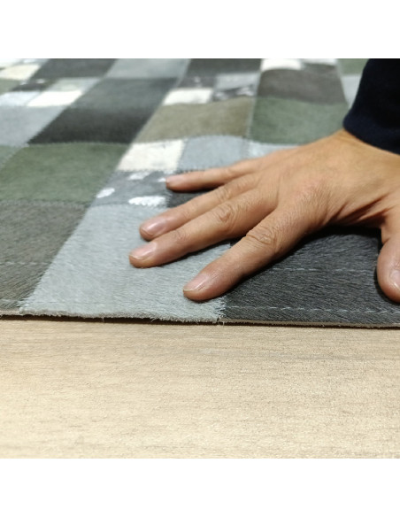 Patchword Gris Multi Leather Rug
