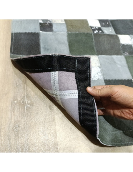 Patchword Gris Multi Leather Rug