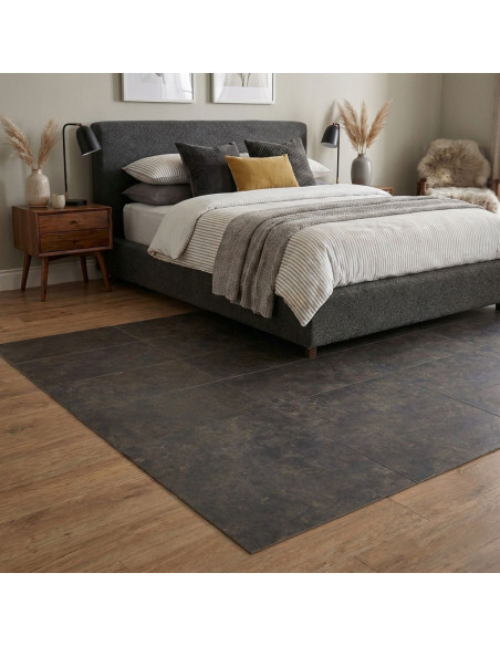 Devise vinyl carpet, rusty metal, zigzag wood, floor covering, made to measure at alfombrasimperio1979.com