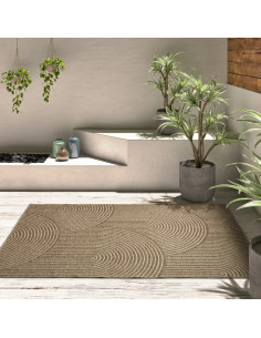 Outdoor-Indoor Geometric Jute-Effect Rug Acra 5042 Natural