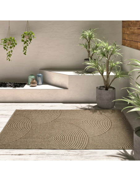 Outdoor-Indoor Geometric Jute-Effect Rug Acra 5042 Natural