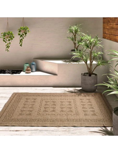 Outdoor-Indoor Ethnic Jute-Effect Rug Acra 5046 Natural