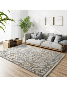 Amara 12989 Silver Ethnic Relief Rug