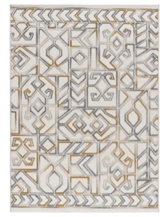 Alfombra étnica con relieve Amara 12989 Plata 2