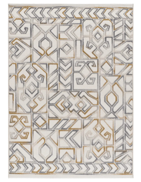 Alfombra étnica con relieve Amara 12989 Plata