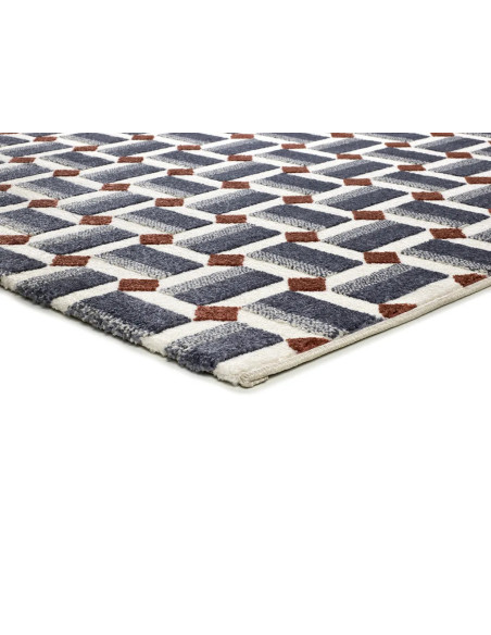Alfombra geométrica con relieve Amara 13000 Azul