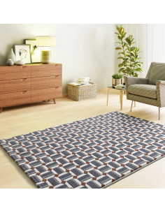Alfombra geométrica con relieve Amara 13000 Azul