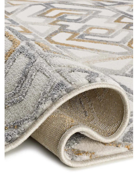 Alfombra étnica con relieve Amara 12989 Plata