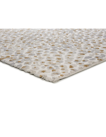 Leopard print rug with embossed design Amara 13001 Silver