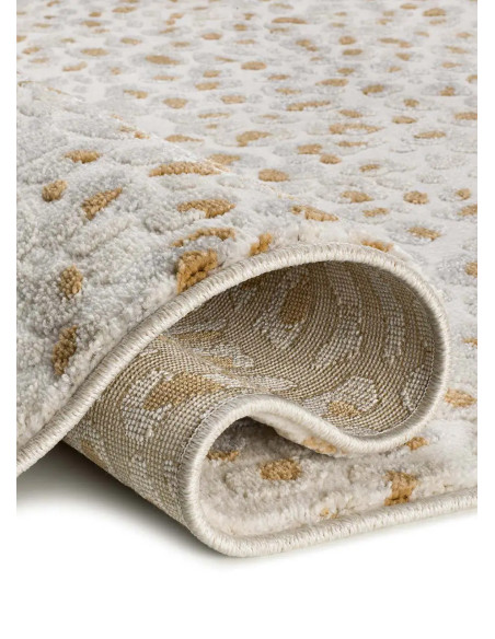 Leopard print rug with embossed design Amara 13001 Silver