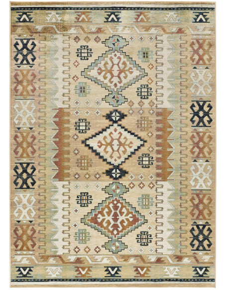 Alfombra étnica en viscosa Antalia 711 Multicolor