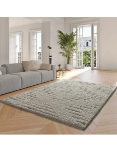 Alfombra shaggy estilo escandinavo Atesa 80366 Crema