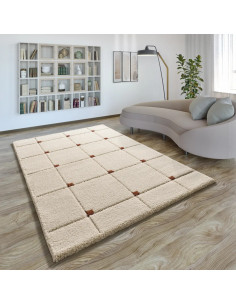 Alfombra shaggy con relieve Brenda 8830 Blanco