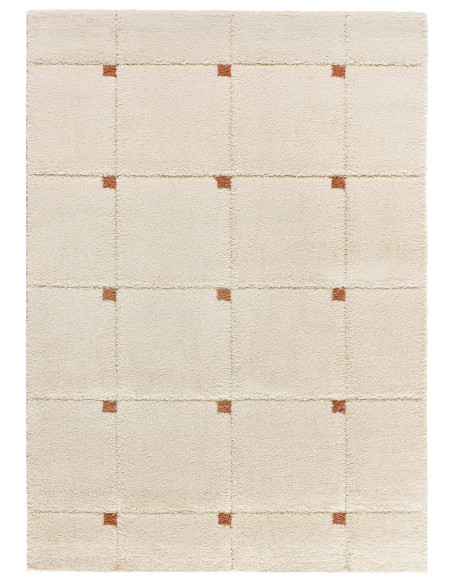 Alfombra shaggy con relieve Brenda 8830 Blanco
