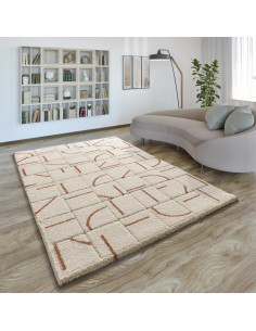 Alfombra shaggy con relieve Brenda 8832 Blanco