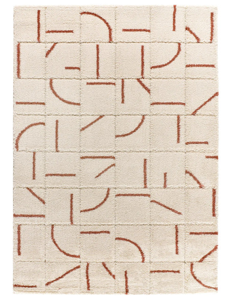 Alfombra shaggy con relieve Brenda 8832 Blanco