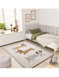 Children's rug with dachshund design, Beats 40485 White