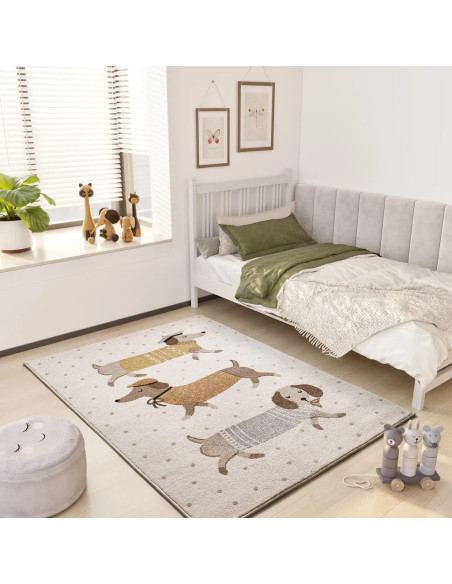 Alfombra infantil perros salchicha Beats 40485 Blanco