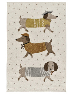Children's rug with dachshund design, Beats 40485 White 2