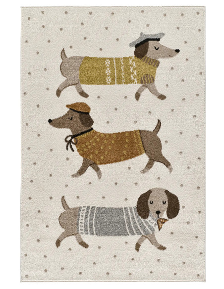 Children's rug with dachshund design, Beats 40485 White