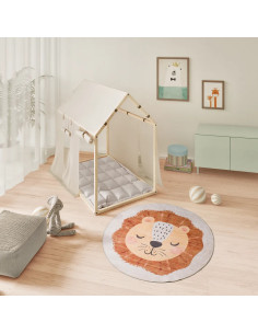 Candy 20803 Round Children's Rug – Lion (Rust)
