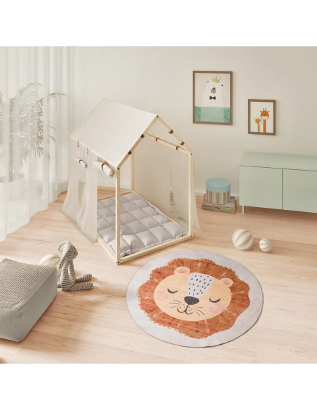 Candy 20803 Round Children's Rug – Lion (Rust)