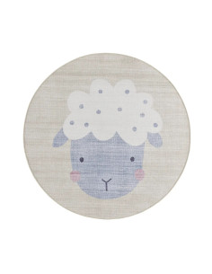 Candy 24063 Cream Round Washable Children's Rug (Sheep Design) 2
