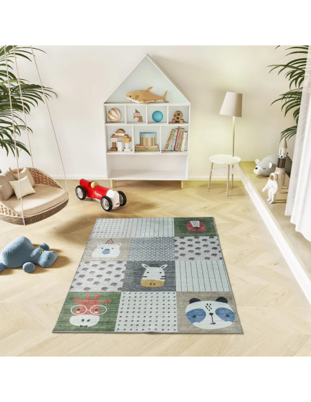 Candy 24061 Multicolored Animal Patchwork Children's Rug