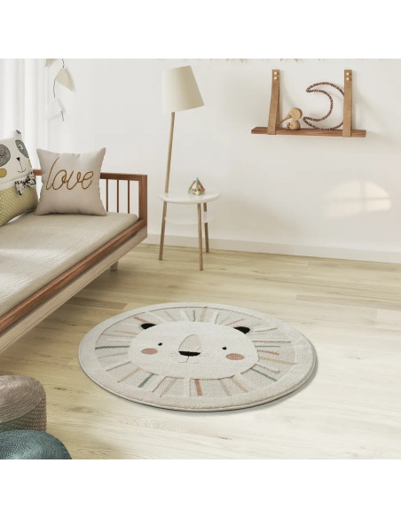 Clown 2343 round children's rug – Lion – Multicolored