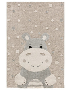 Clown 2345 children's rug, hippopotamus design, stone color 2