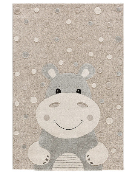 Alfombra infantil hipopótamo Clown 2345 color piedra