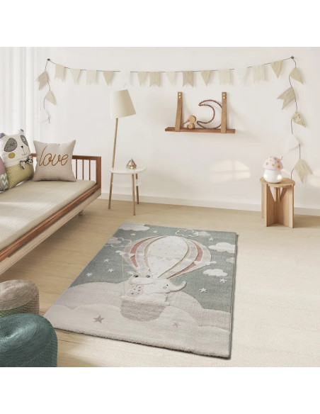 Alfombra infantil globo animales Clown 2366 Verde